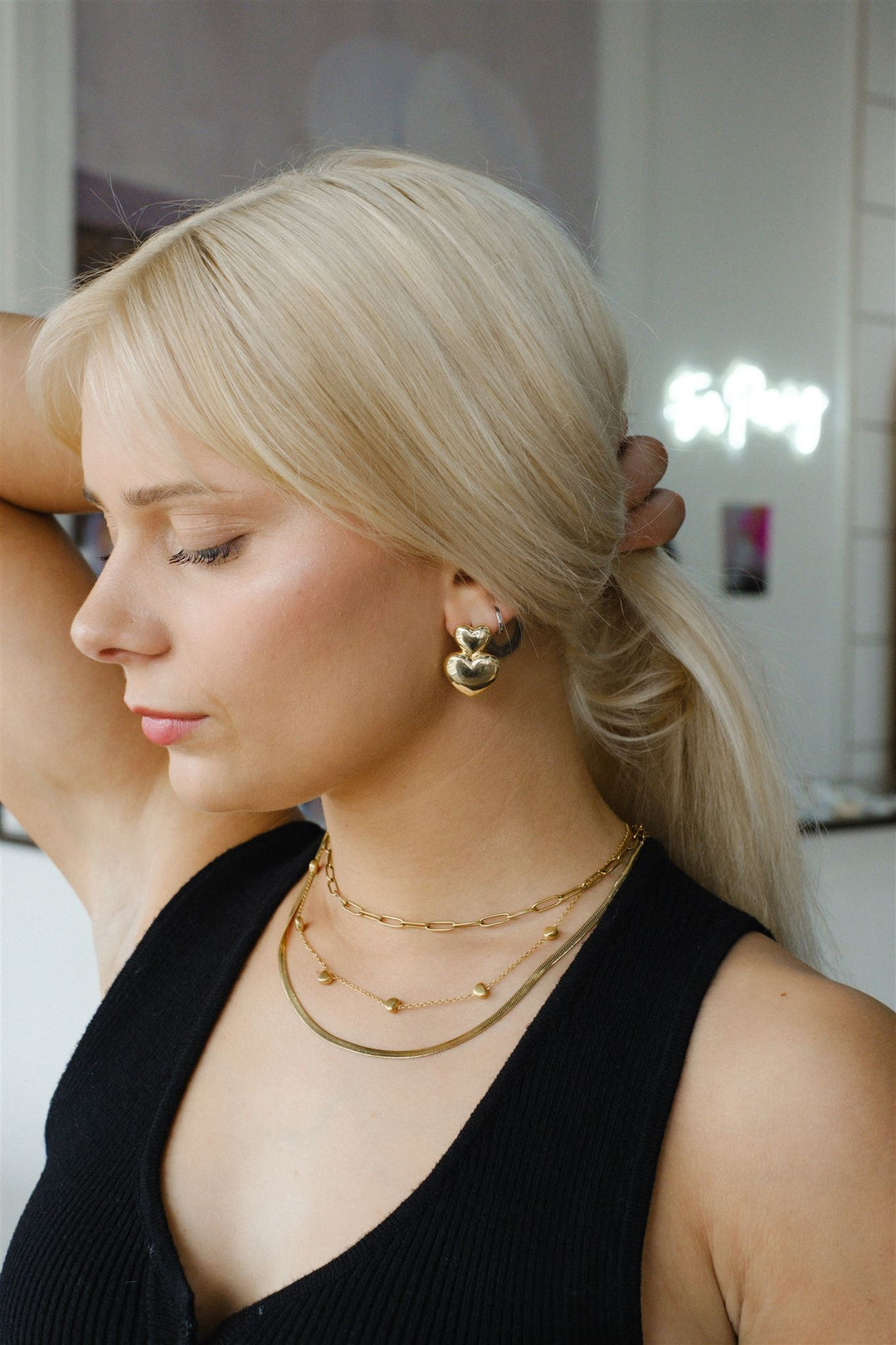 Posy Double Heart Post Earring