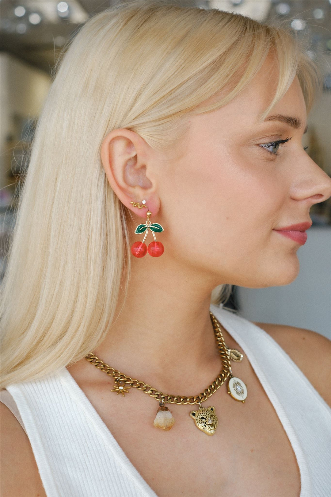Zoey Red Cherry Post Earring