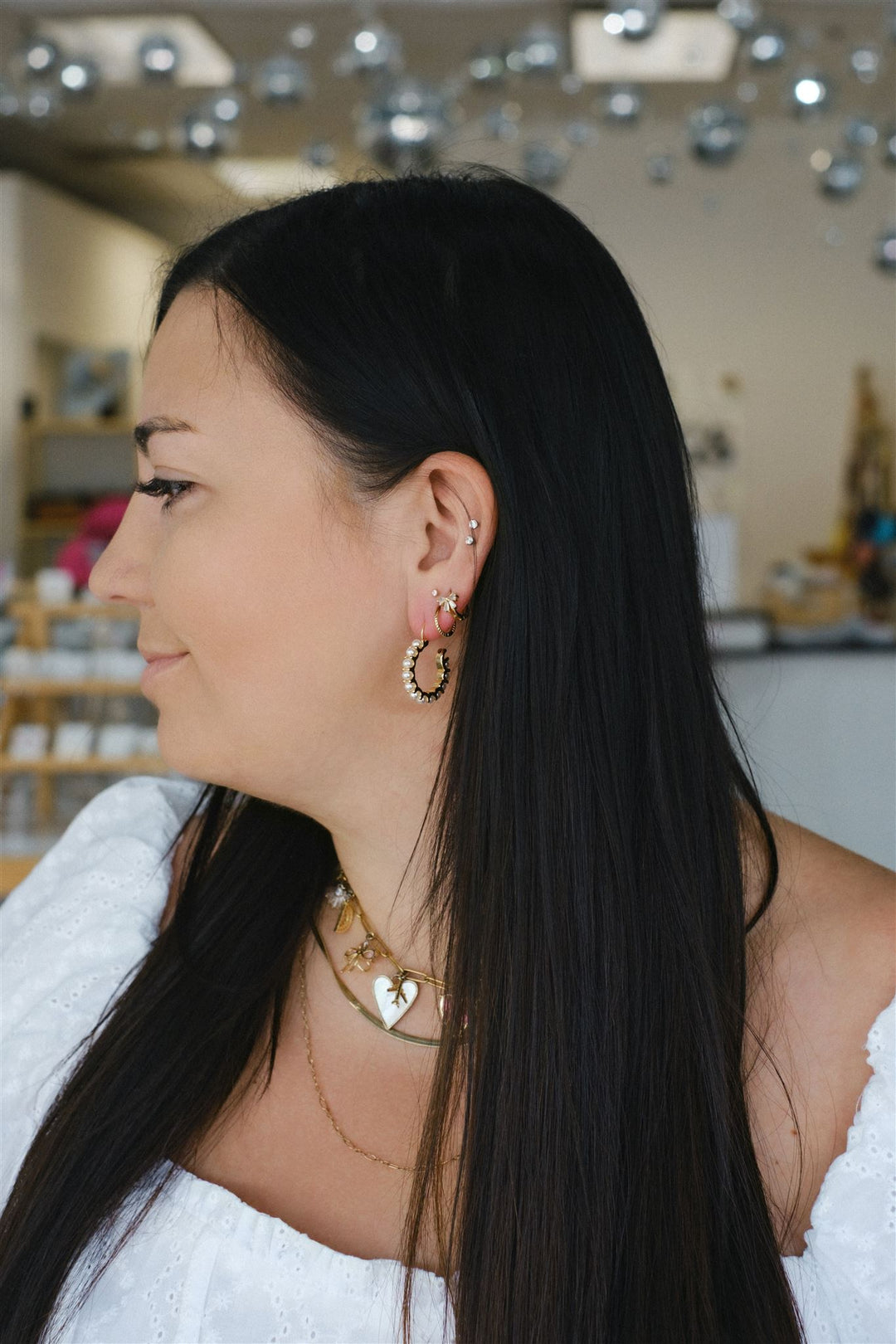 Hadlee Pearl Studded Hoop