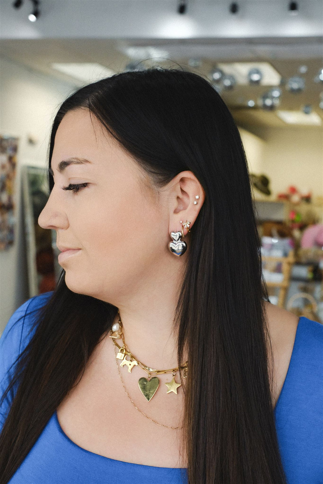 Posy Double Heart Post Earring