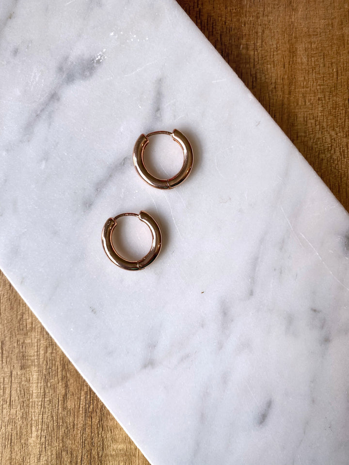 Erisha Rose Gold Tube Huggie Hoop