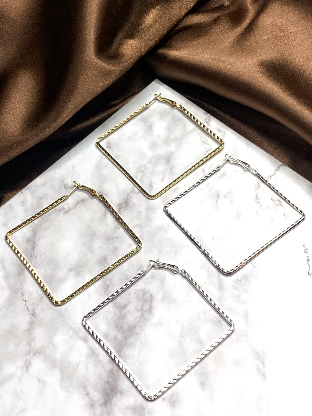 Stephanie Square Textured Hoop