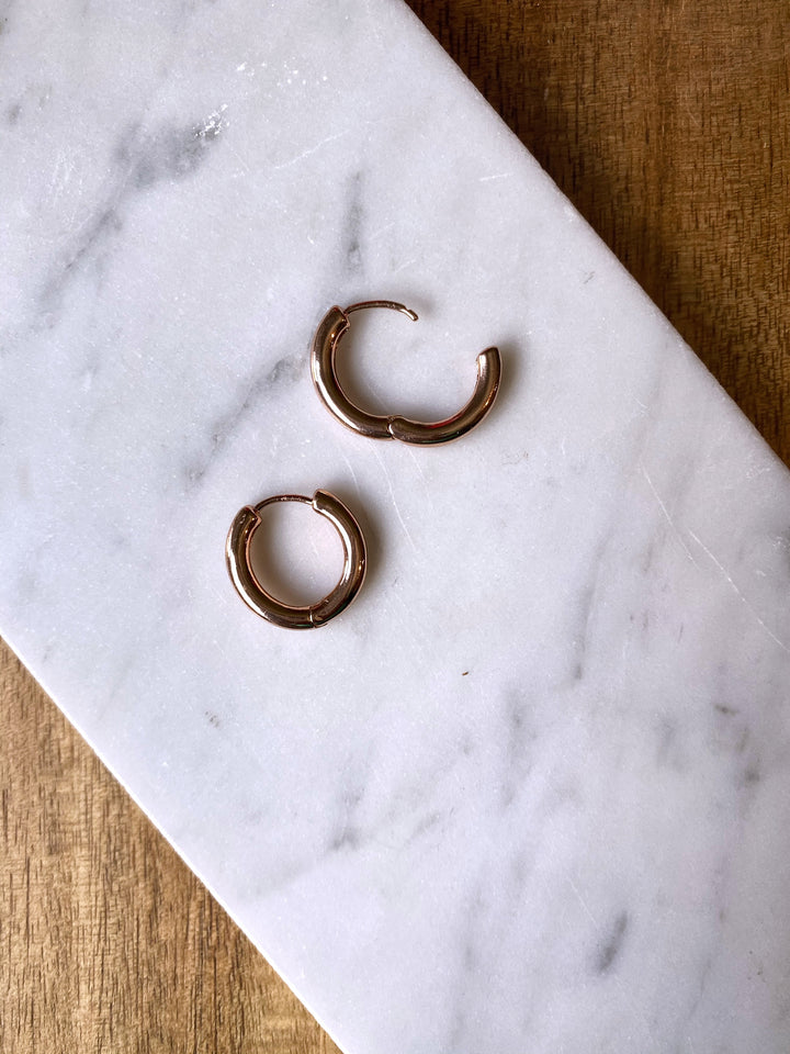 Erisha Rose Gold Tube Huggie Hoop