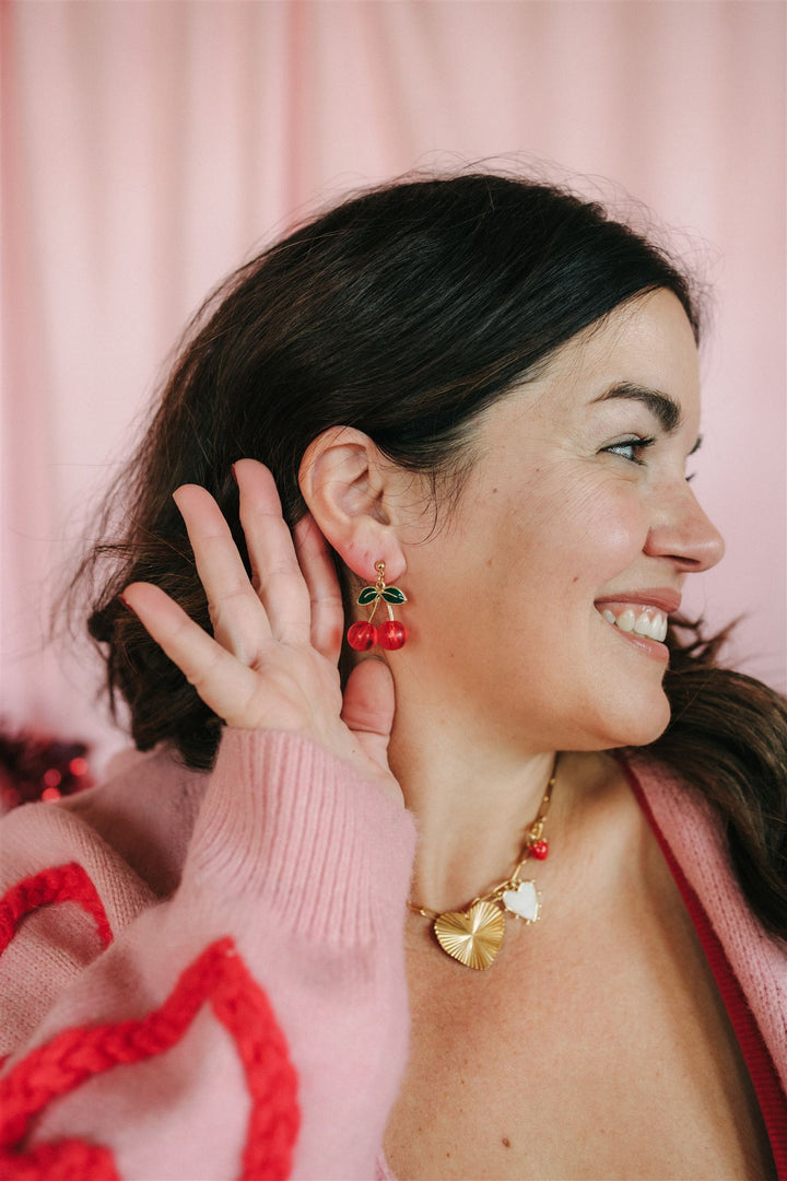 Zoey Red Cherry Post Earring