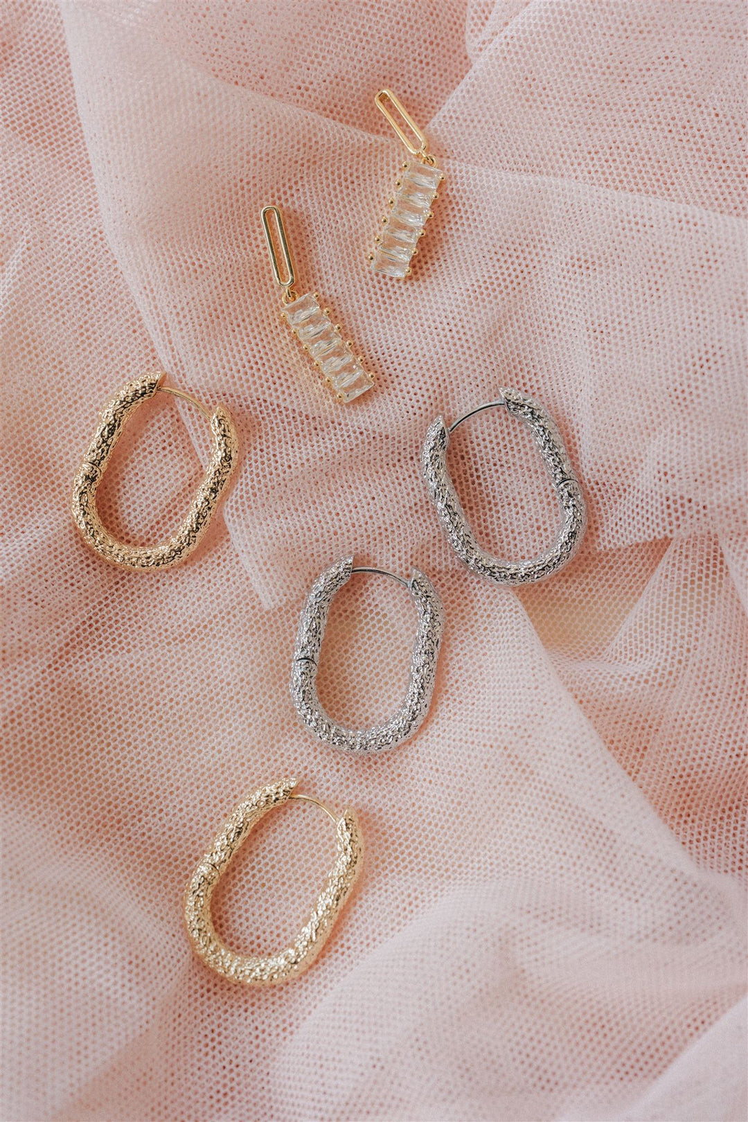 May Textured Oval Hoop