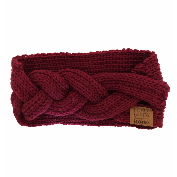 Burgundy-White Headband Earwarmer Burgundy-White Headband Earwarmer